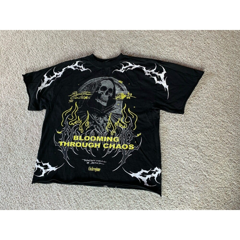 Civil Regime Unforgiven Dungeon Black Skeleton Cyberpunk Emo T-shirt Medium
